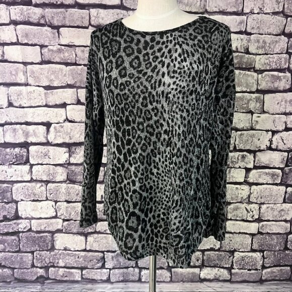 INC Black, Gray & Silver Long Sleeve Pullover Blouse Size M - Picture 1 of 9